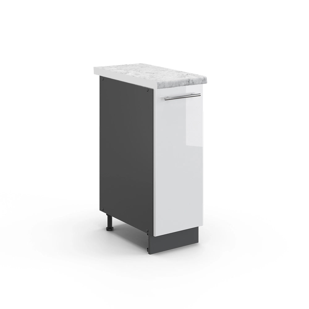 Armadio cucina dispensa alto Fame-Line Bianco lucido/Antracite 30 cm, PL Marmo Vicco