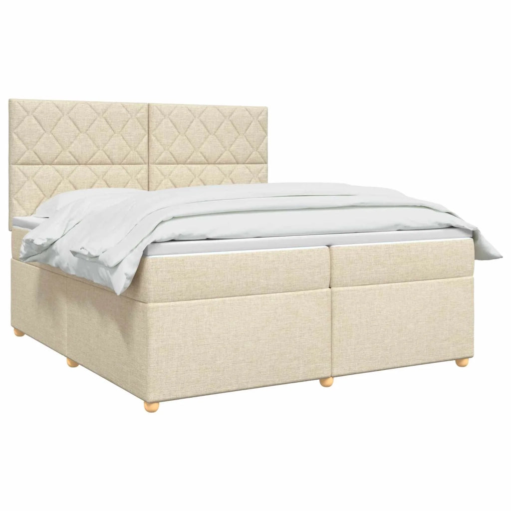 Letto box spring con materasso Crema 200 x 200 cm Tessuto 3453975
