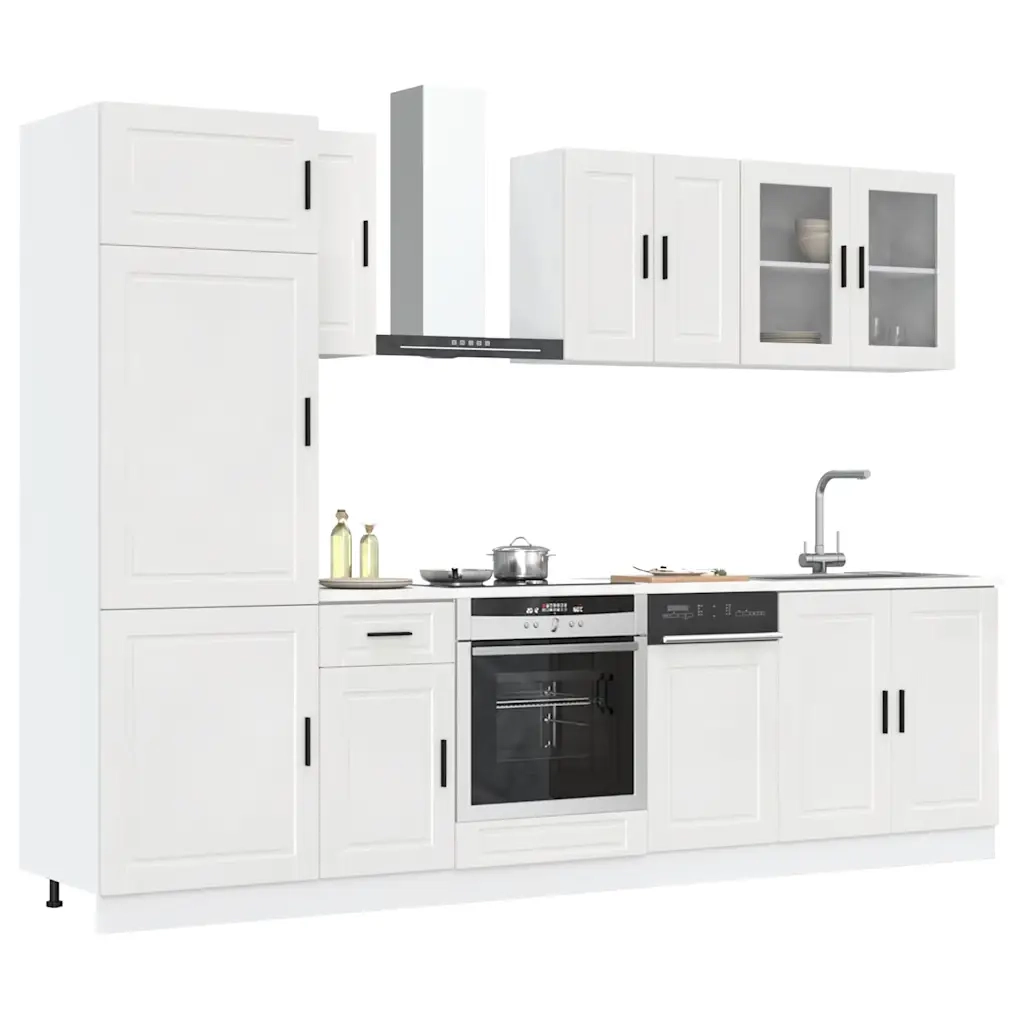 Set Mobili da Cucina 8 pz Kalmar Bianchi Lucido in Truciolato