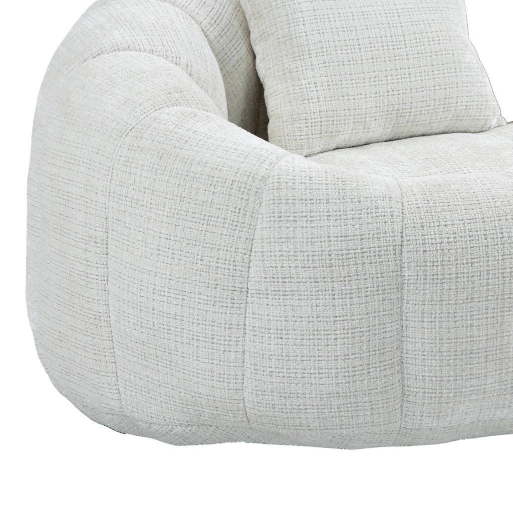 Sacco poltrona a due posti in ciniglia beige; 150x95x63 cm; con schiuma memory