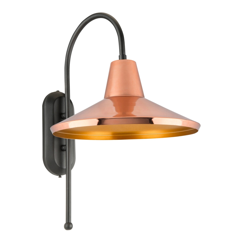 Lampada a Muro 'Kirkcaldy' Applique con Paralume a Sospensione - Metallo - Nero/Rame/Ottone [lux.pro]