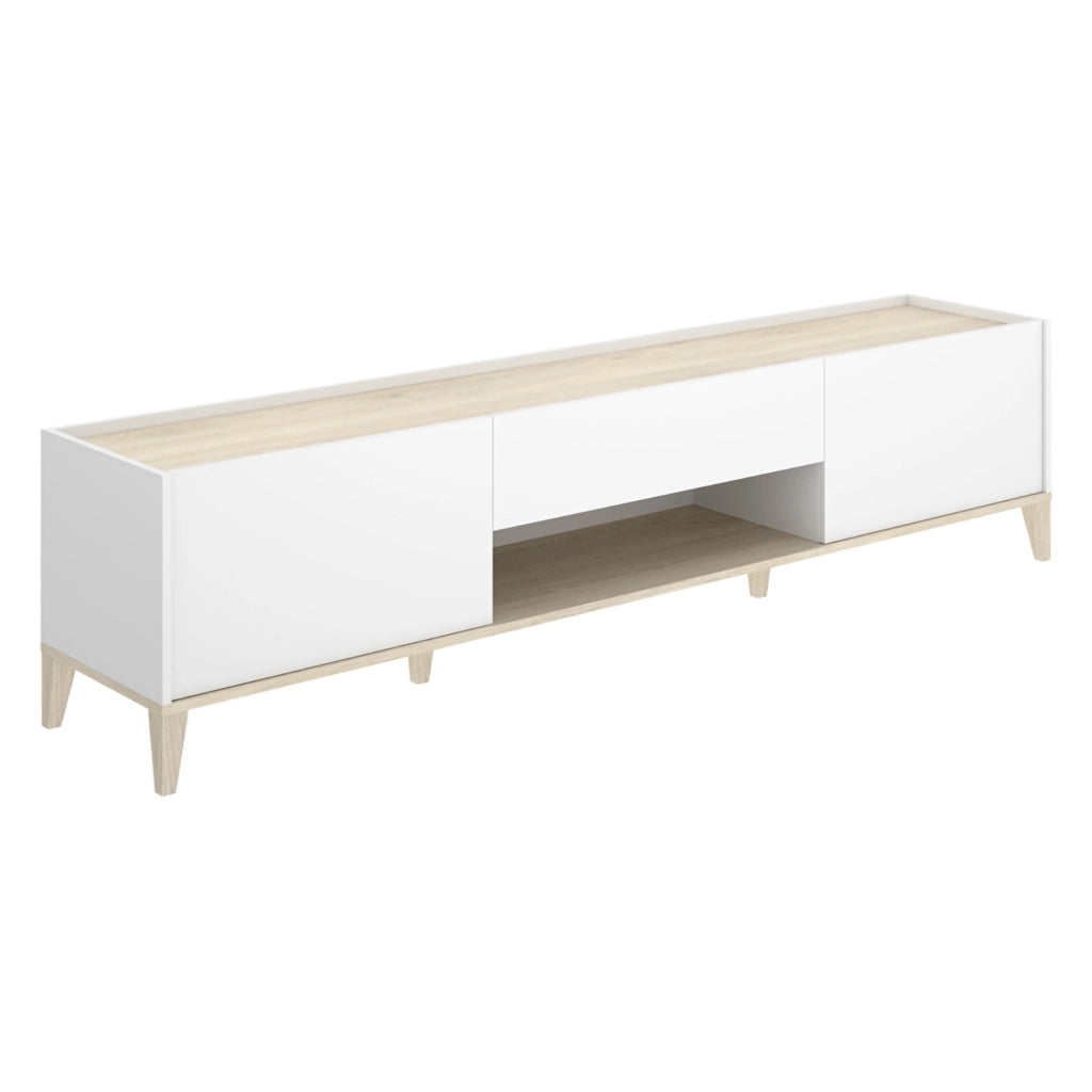 Yreka, Mobile Porta tv un Cassetto, 39x197x50h cm Bianco
