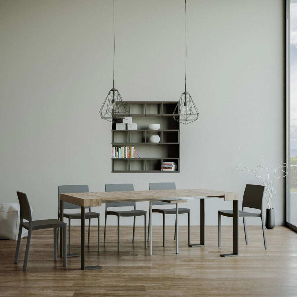 Consolle allungabile 90x40/300 cm Tekno Quercia Natura telaio Antracite