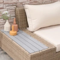 Set da Giardino 4 Pezzi in Rattan, Divano Angolare con Cuscini e Tavolini, Nero e Marrone chiaro