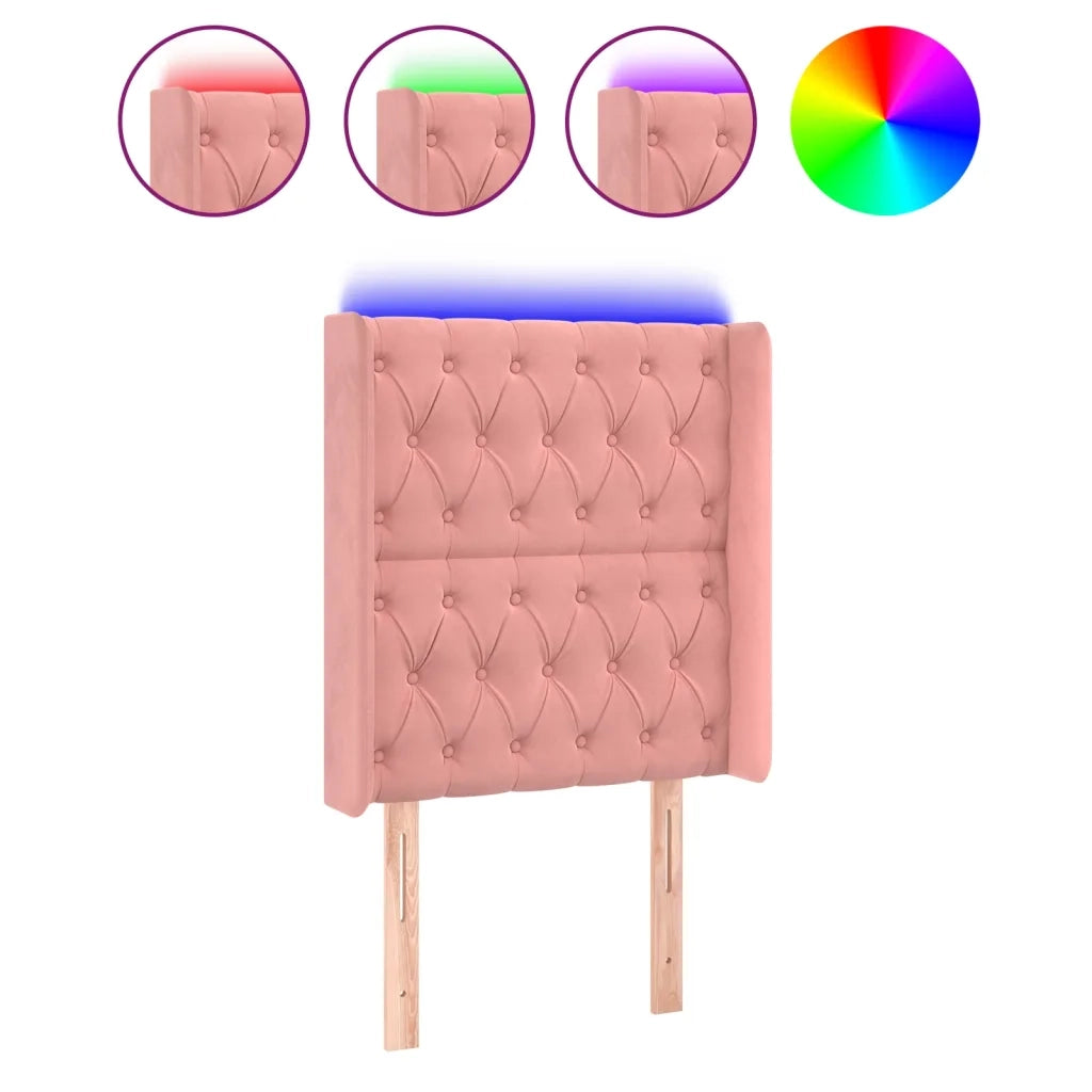 Testiera a LED-Testata con LED rosa 83x16x118/128 cm in Velluto 557848