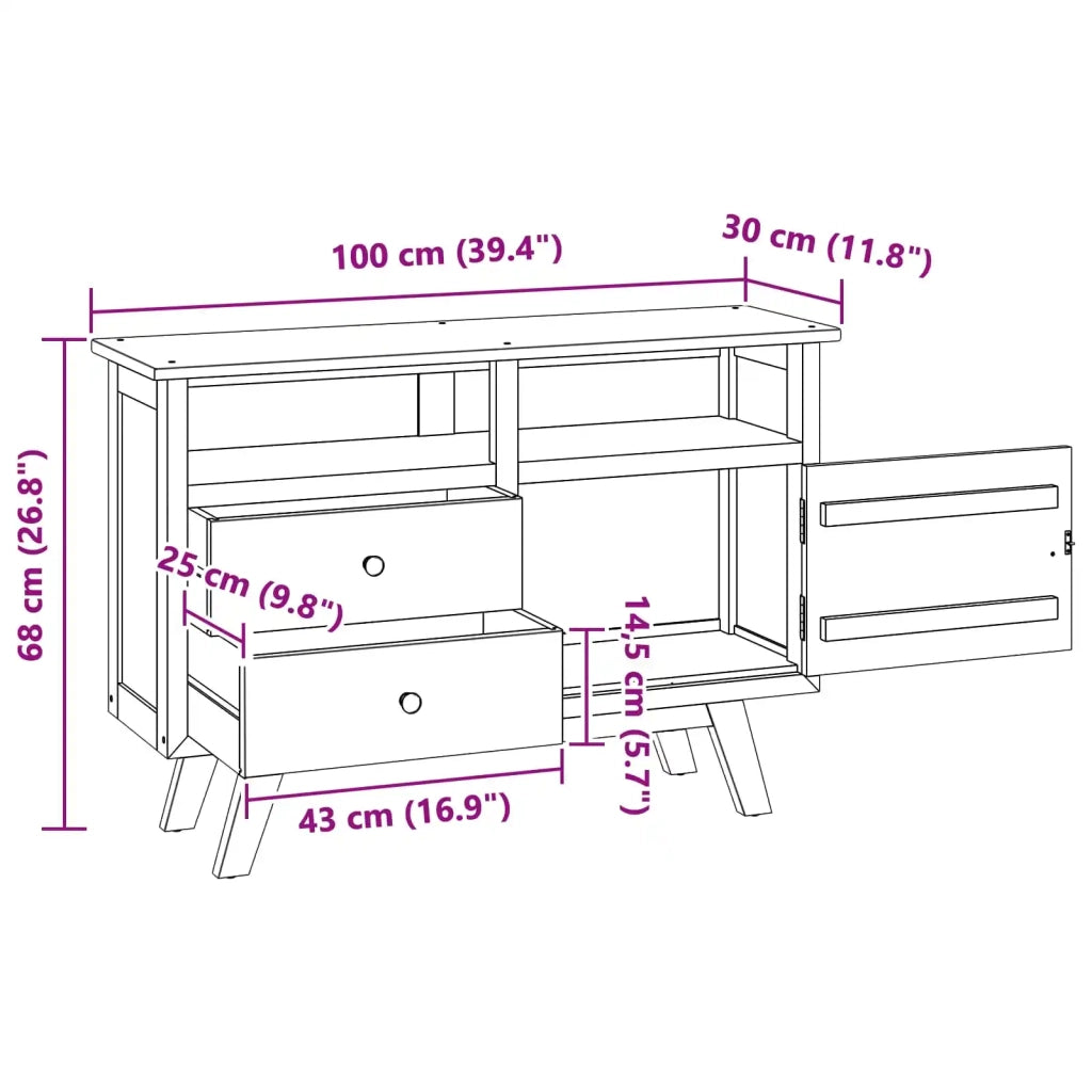 Credenza Naturale 100 x 30 x 68 cm Legno di teak solido 42017956