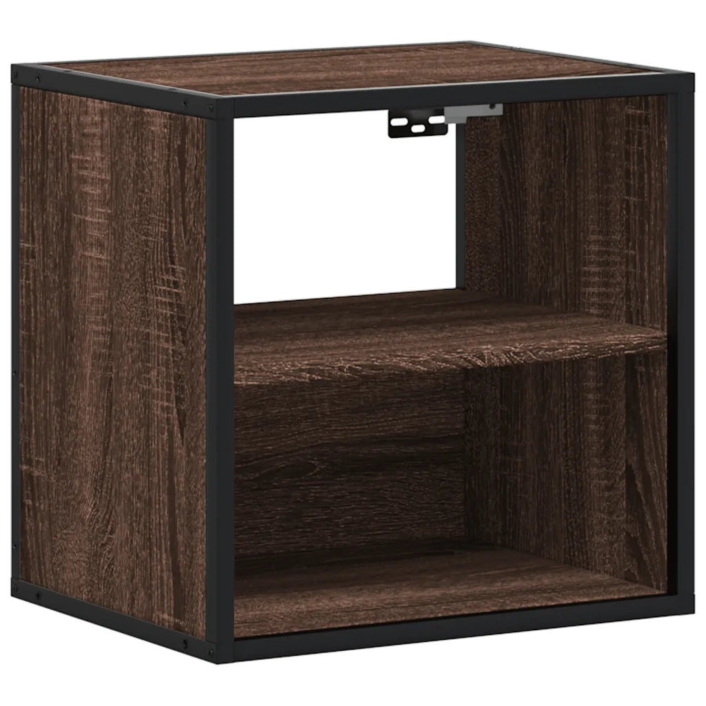Comodino a Muro-Tavolino da notte sospeso Rovere Marrone 40x31x39,5 cm 649348