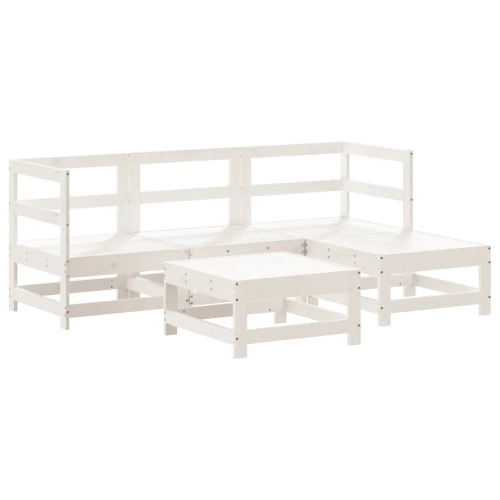Set Salotto da Giardino 5 pz Bianco in Legno Massello di Pinocod mxl 93972