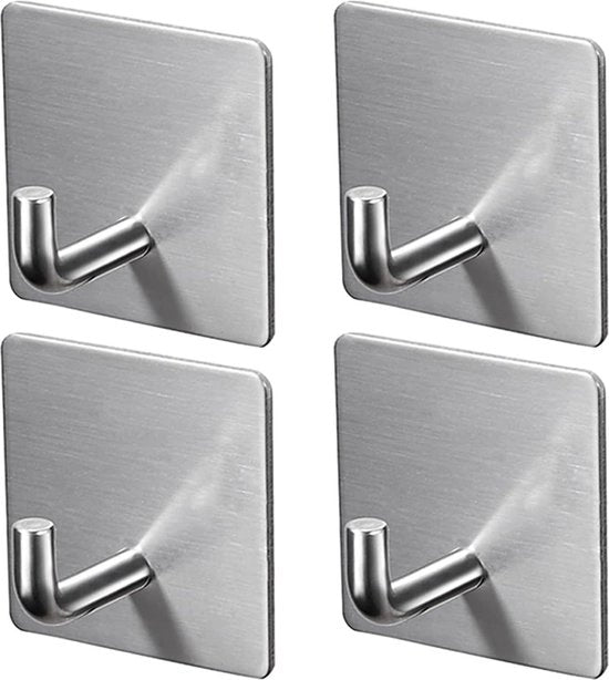 Haken autoadesivi 6 pezzi argento opaco 304 acciaio inossidabile - chiodi per parete senza perforazione - chiodi per bagno chiodi per cucina