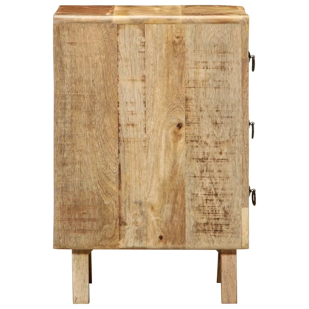 Comodino-Tavolino da notte 37x32x50 cm in Legno Massello di Mango Grezzo