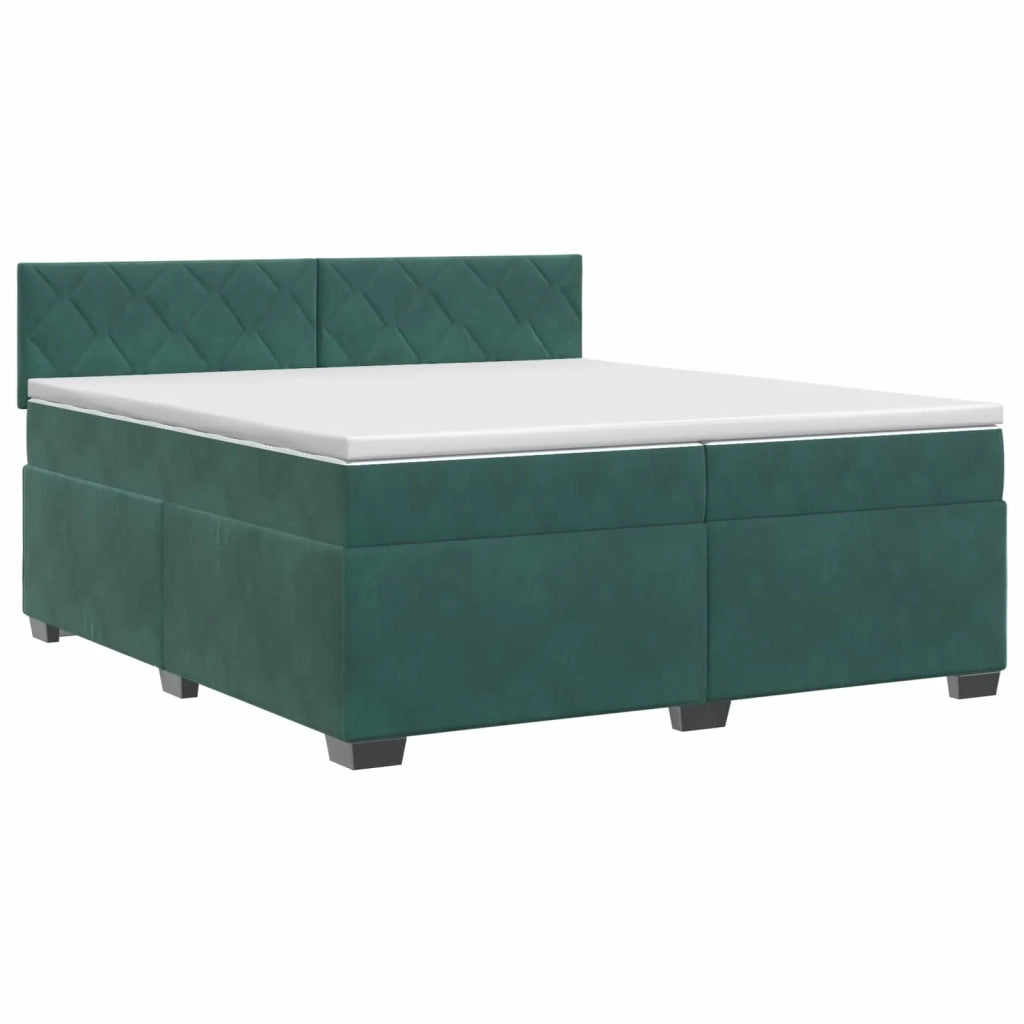 Letto box spring con materasso Verde Scuro 200 x 200 cm Velluto 3450791
