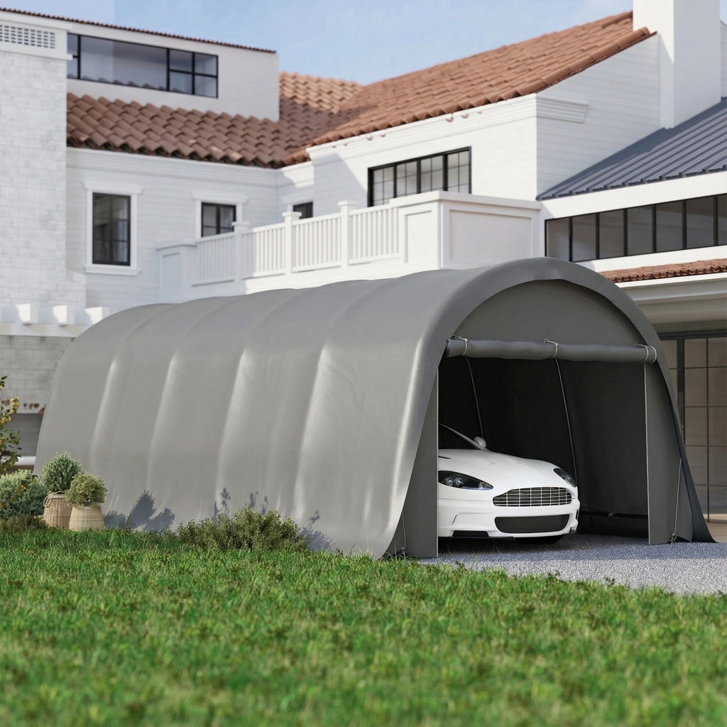 Tenda garage auto 3,6x7,2m ¨C Xylo ¨C grigio scuro con pareti laterali rimovibili