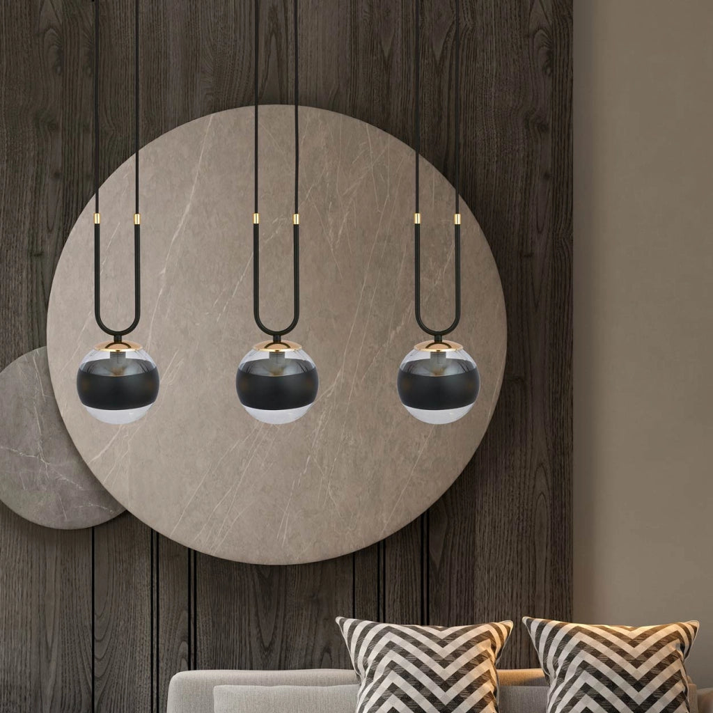 Lampadario Emibig Glam 3, 3xE14 nero/oro vetro dimmerabile
