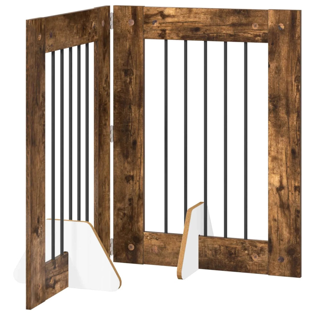 Cancello per cani con supporti 2 pz Rovere Fumo 60 x 80 cm CFW4576743