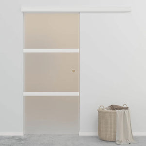 Porta Scorrevole in Vetro ESG e Alluminio 90x212cm Argento 288053