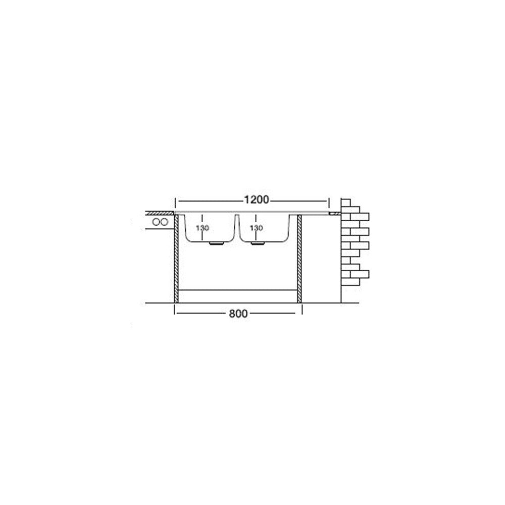 Lavello cucina acciaio appoggio 120x50 cm doppia vasca e gocciolatoio sinistro SA127SX