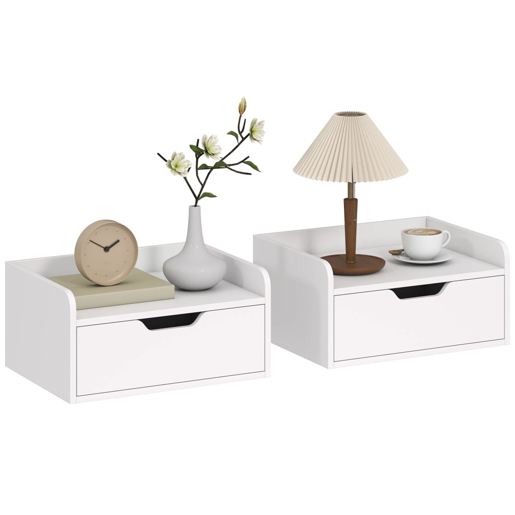 Comodino a muro ¨C zephmum ¨C bianco, legno, 40x30x19.5 cm