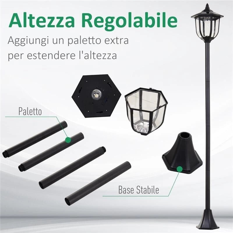 LAMPIONE DA ESTERNI CON 6 LUCI LED ACCENSIONE AUTOMATICA IMPERMEABILE