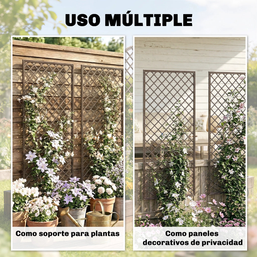 Set 3 Griglie Giardino Rattan Sostegno Piante Rampicanti ¨C Zephmum ¨C 43x112 cm Naturale