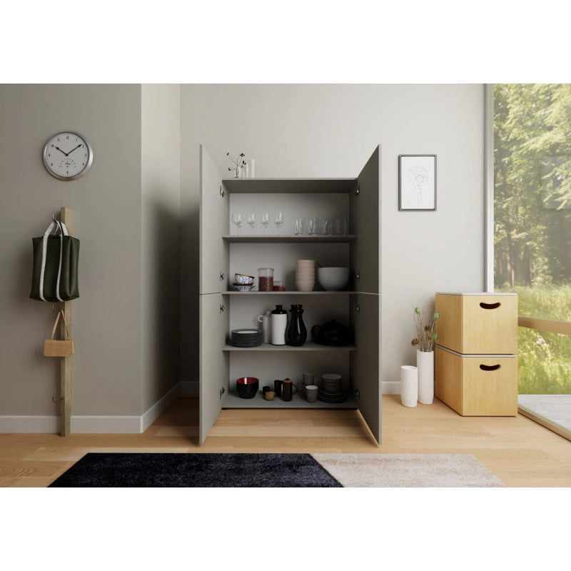 Credenza alta moderna 4 ante 100x35x165 cm Elios - Cashmere