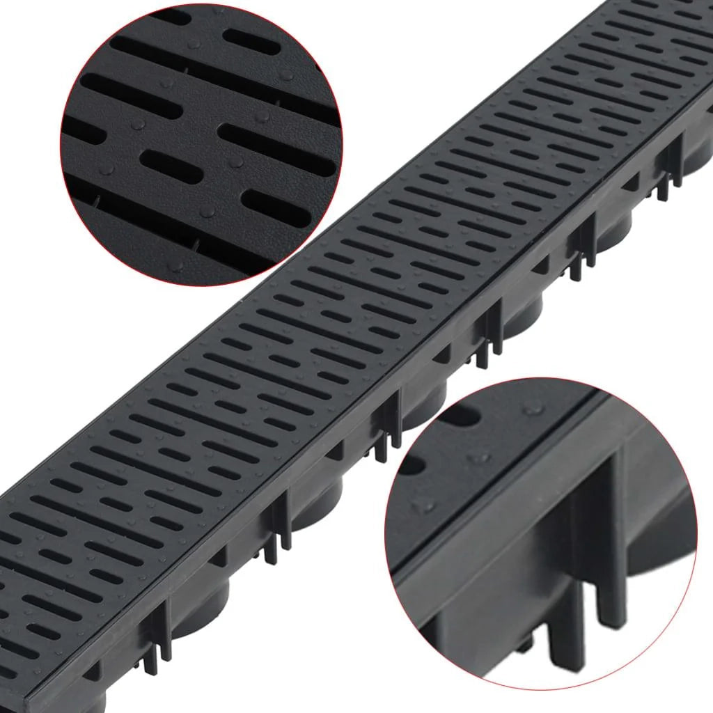 Set di tre canaline di drenaggio in plastica nera da 3 m 02_0002994
