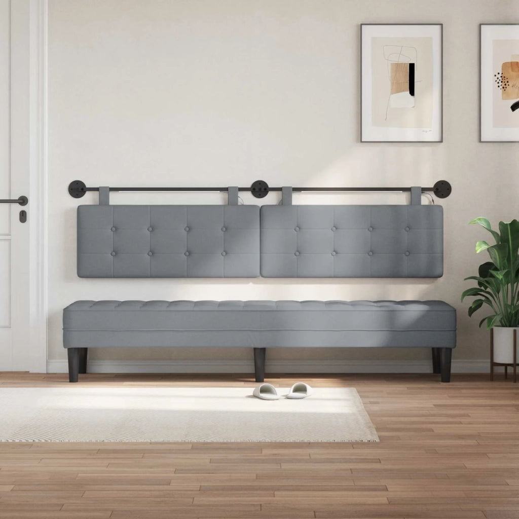 Testiera sospesa Con luce LED Grigio Chiaro Tessuto