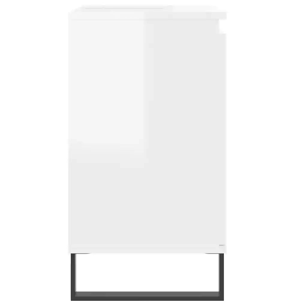 Armadietto Bagno | Armadio da bagno Bianco Lucido 58x33x60cm in Legno Multistrato
