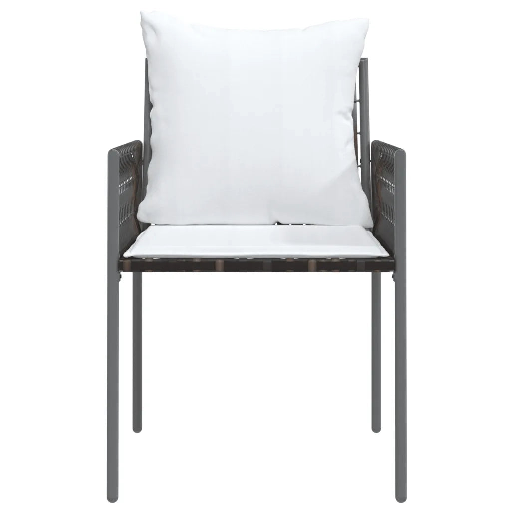 Sedie da Giardino con Cuscini 4pz Marroni 54x61x83cm Polyrattan 3187087