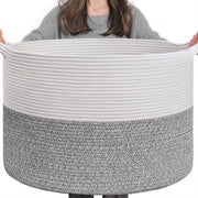 Opbagger per camera dei bambini, contenitore per bambini, contenitore per asciugamani per bambini, grande contenitore, contenitori per coperte, giocattoli per bambini, contenitori intrecciati, 55x35cm, grigio