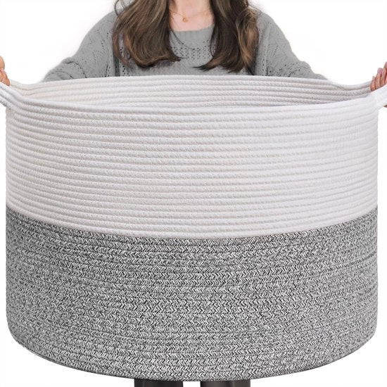 Opbagger per camera dei bambini, contenitore per bambini, contenitore per asciugamani per bambini, grande contenitore, contenitori per coperte, giocattoli per bambini, contenitori intrecciati, 55x35cm, grigio