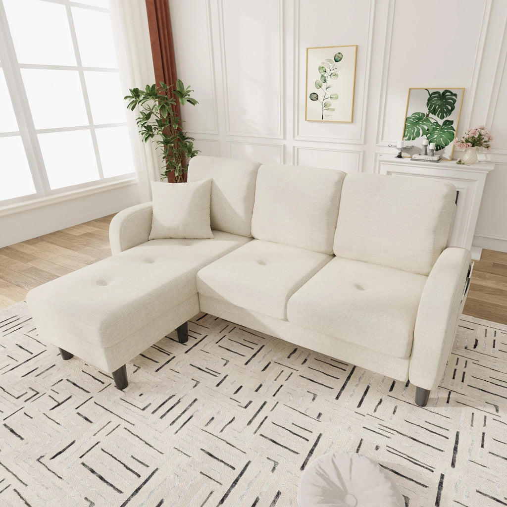 DIVANO ANGOLARE Modulare 166 x 118 x 77 cm Beige chiaro