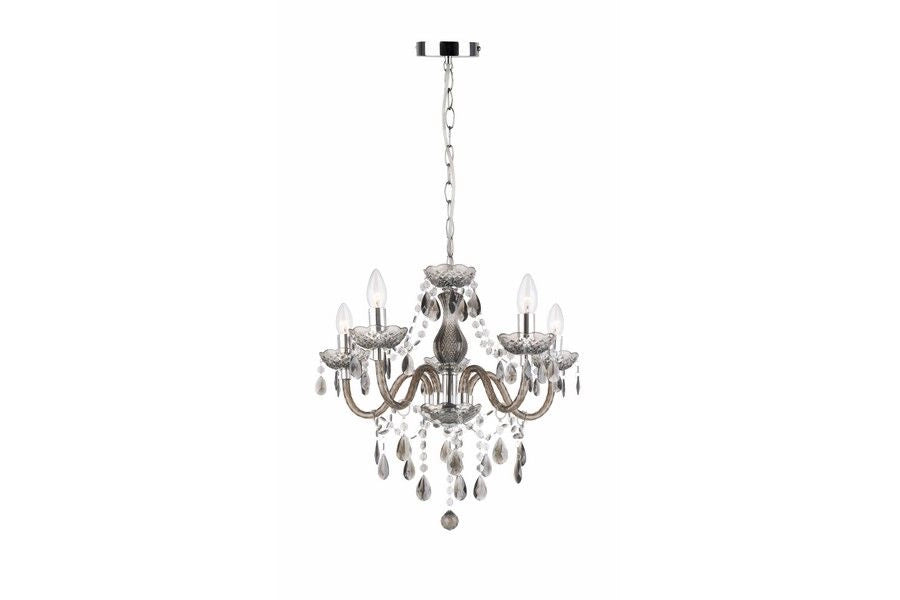 Lampadario Marie vintage glamour 5xE14 cromo/nero Reality