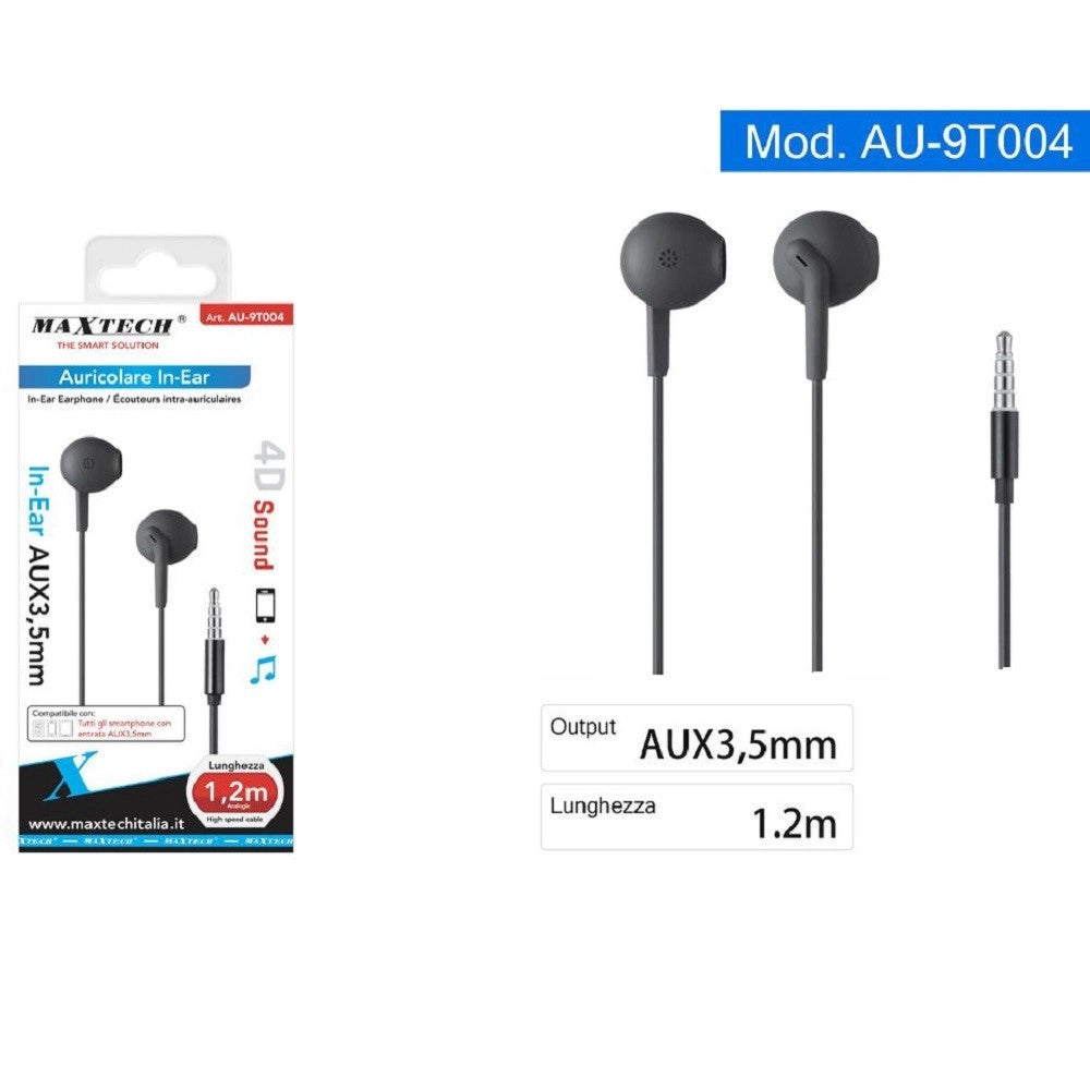 Trade Shop - Cuffie Auricolari In-ear Connettore Aux 3,5mm Per Smartphone Suono 4d Au-9t004 -