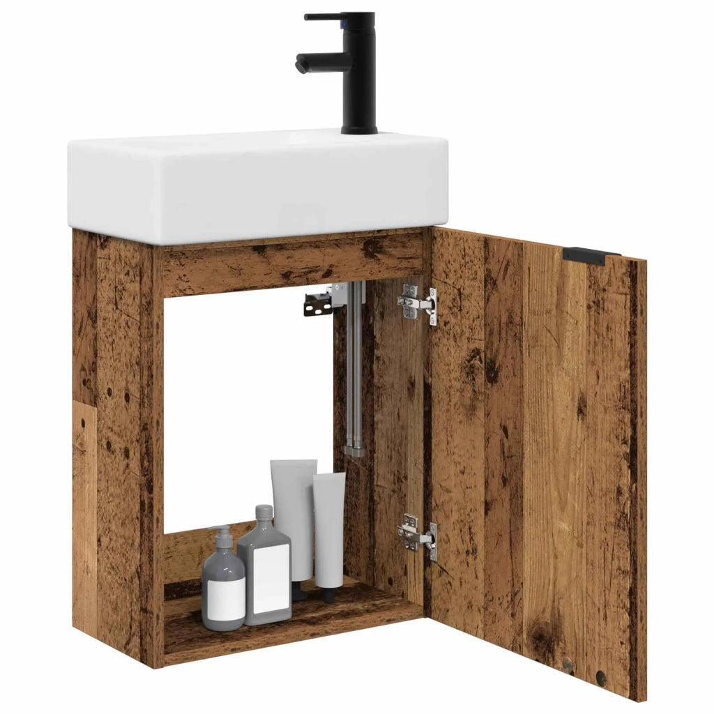 Mobile bagno con rubinetto Legno antico 45,5 x 22,5 x 84 cm