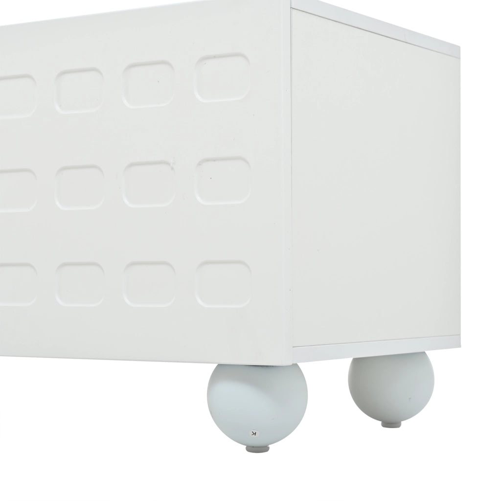 Mobile TV bianco da 200 cm con tre ante decorate