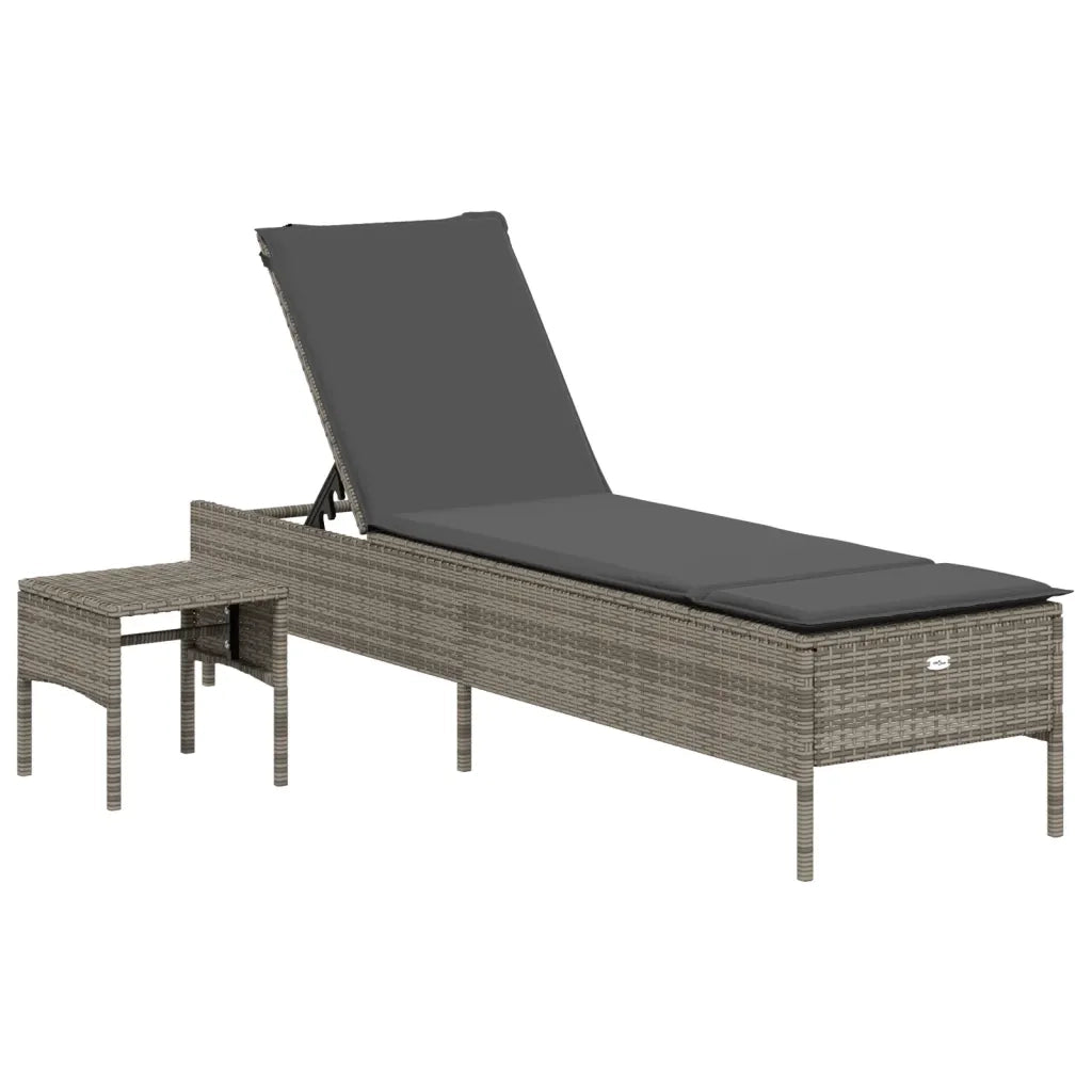 Set Lettini PrendiLettino sole | Sdraio da giardino | Lettino da sole con Cuscini 3 pz Grigio in Polyrattan