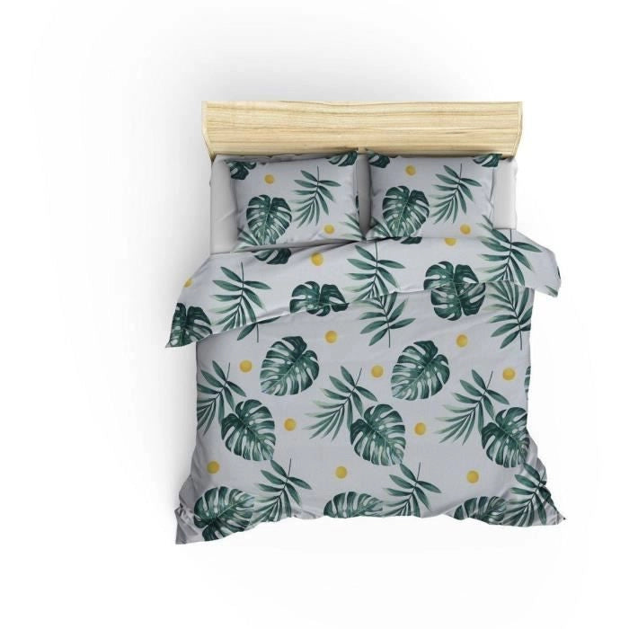 Completo letto - 1 copripiumino 220 x 240 cm + 2 federe 60 x 60 cm - 65% cotone, 35% poliestere - Verde