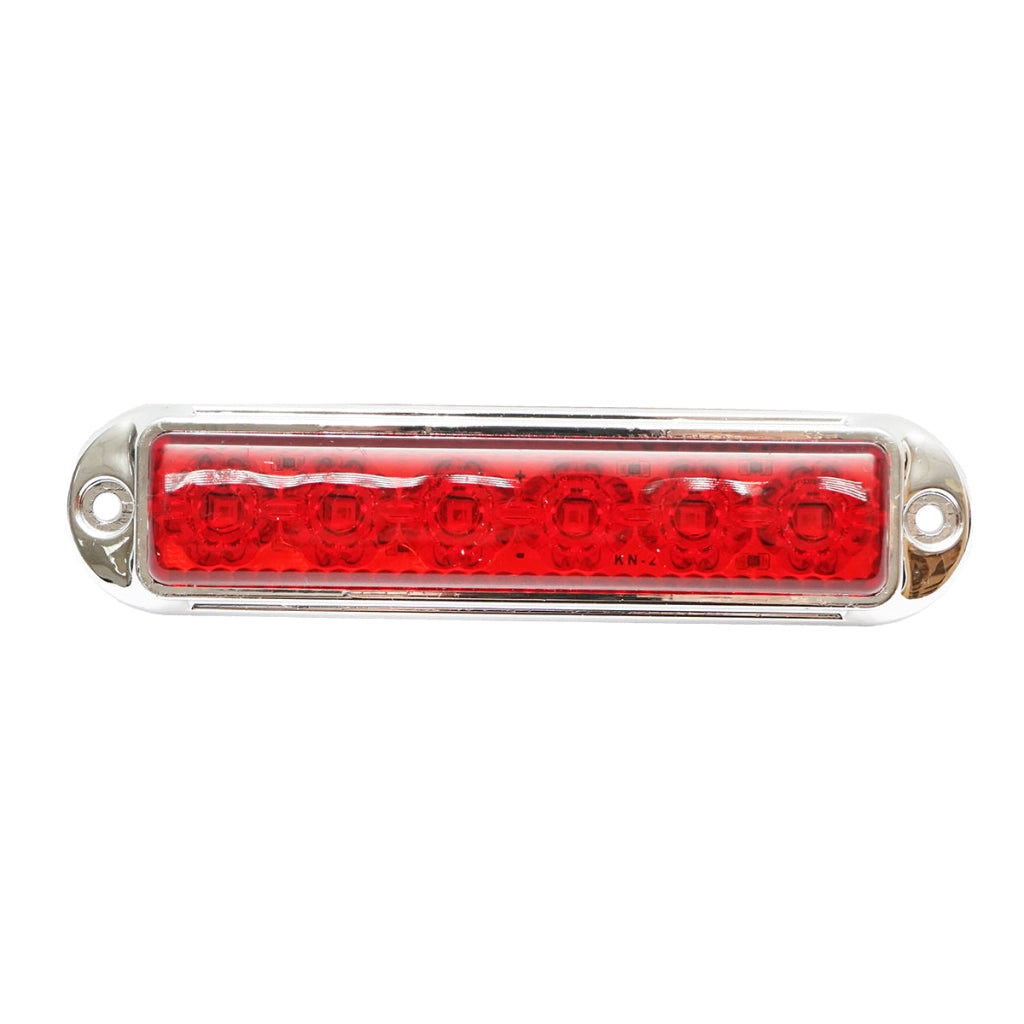 Lampada laterale LED, 12V-24V, rossa, 155x37 mm, con cornice cromata, Breckner Germany