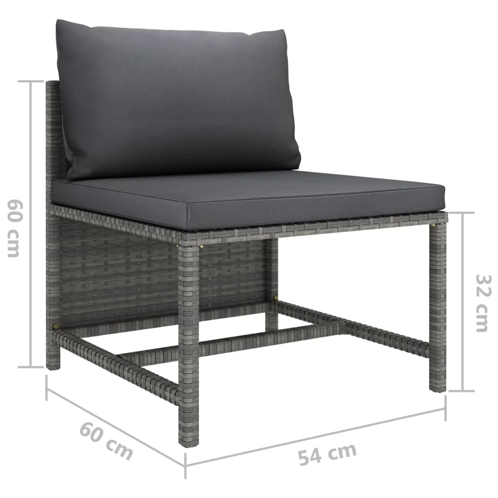 Set di mobili da giardino mobili da esterno 6 pezzi con cuscini resina intrecciata grigia 02_0016859