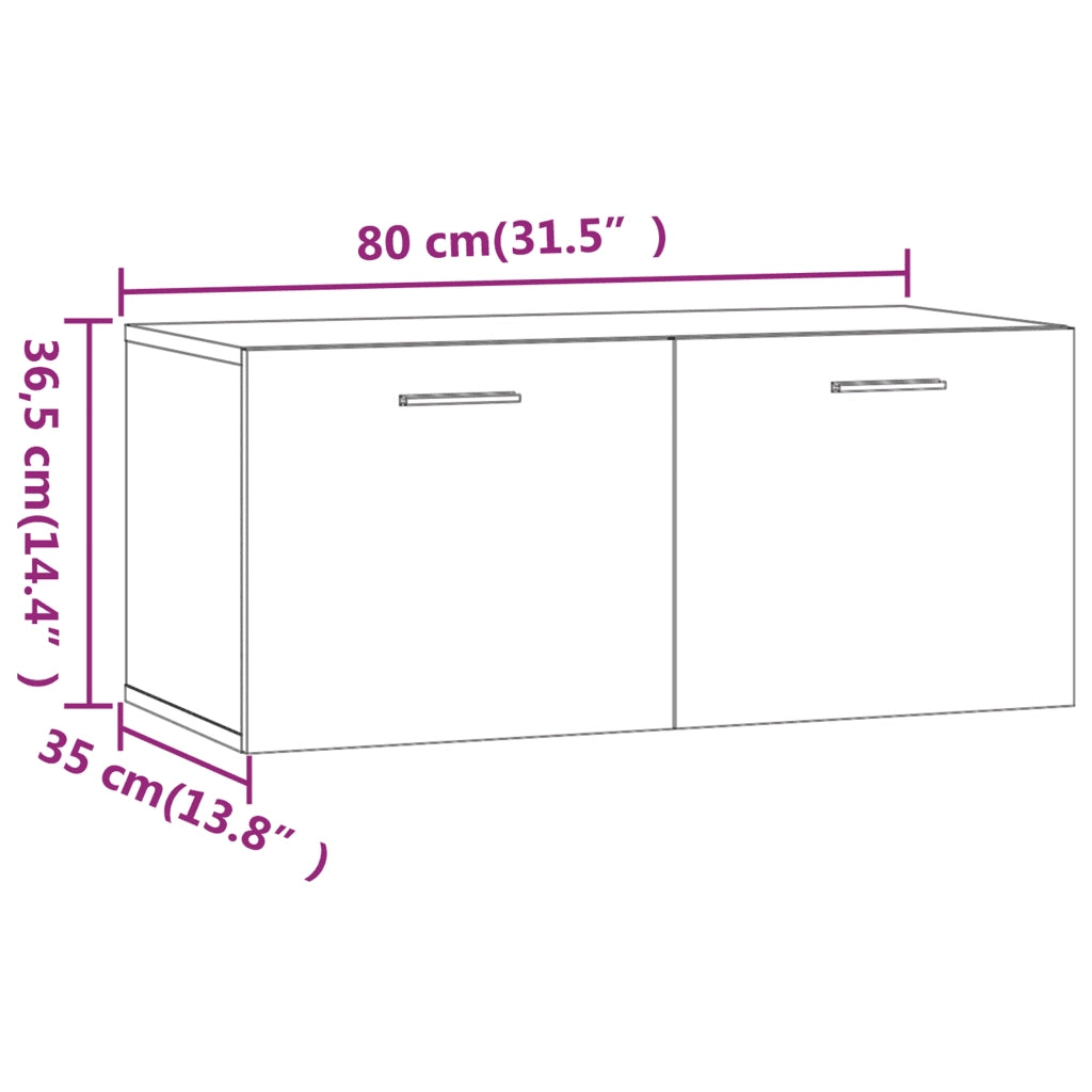 Armadietto a Muro Rovere Fumo 80x35x36,5cm in Legno Multistrato cod mxl 32917