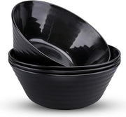 Set di 4 Scodelle in Plastica Nera per Cereali per Colazione, Zuppe e Insalate, Ciotola Riciclabile per Casa e Picnic
