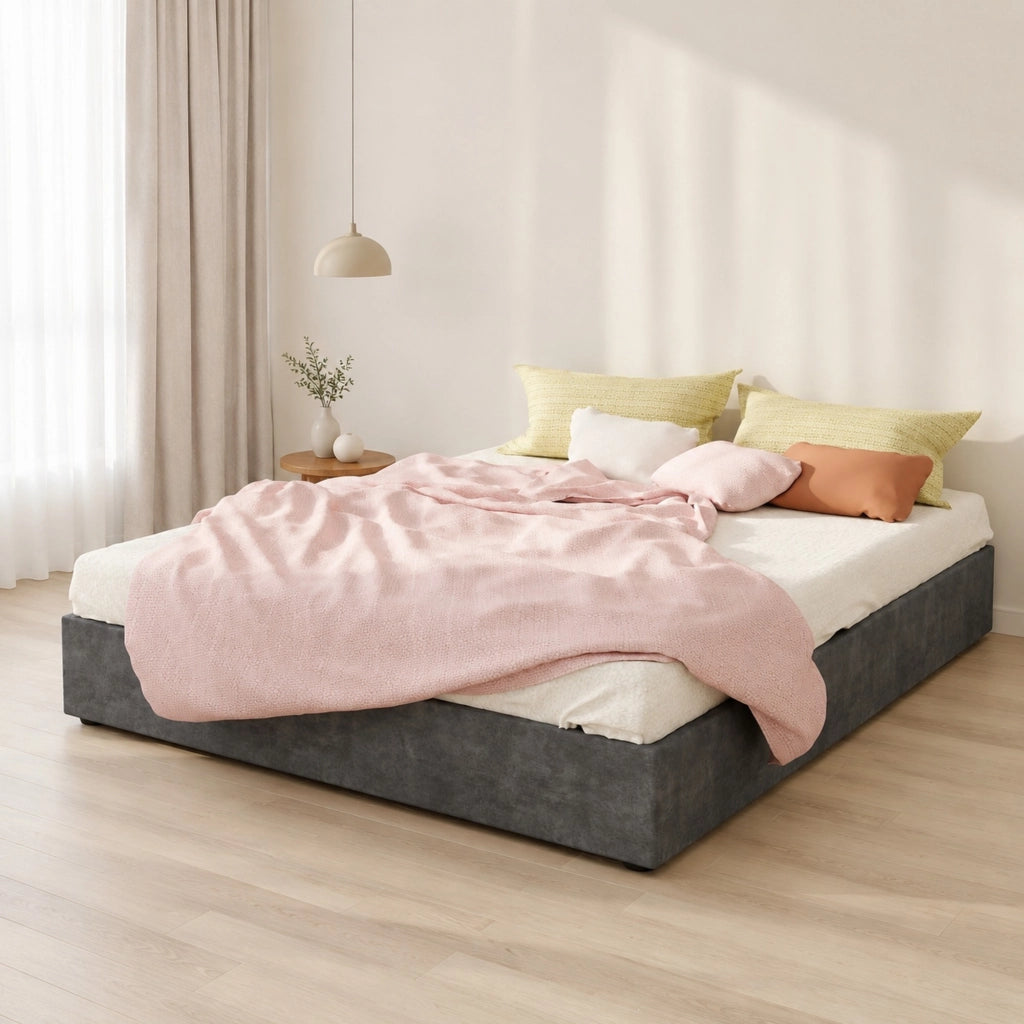 LETTO Telaio 160x200 cm Grigio in Tessuto e Metallo