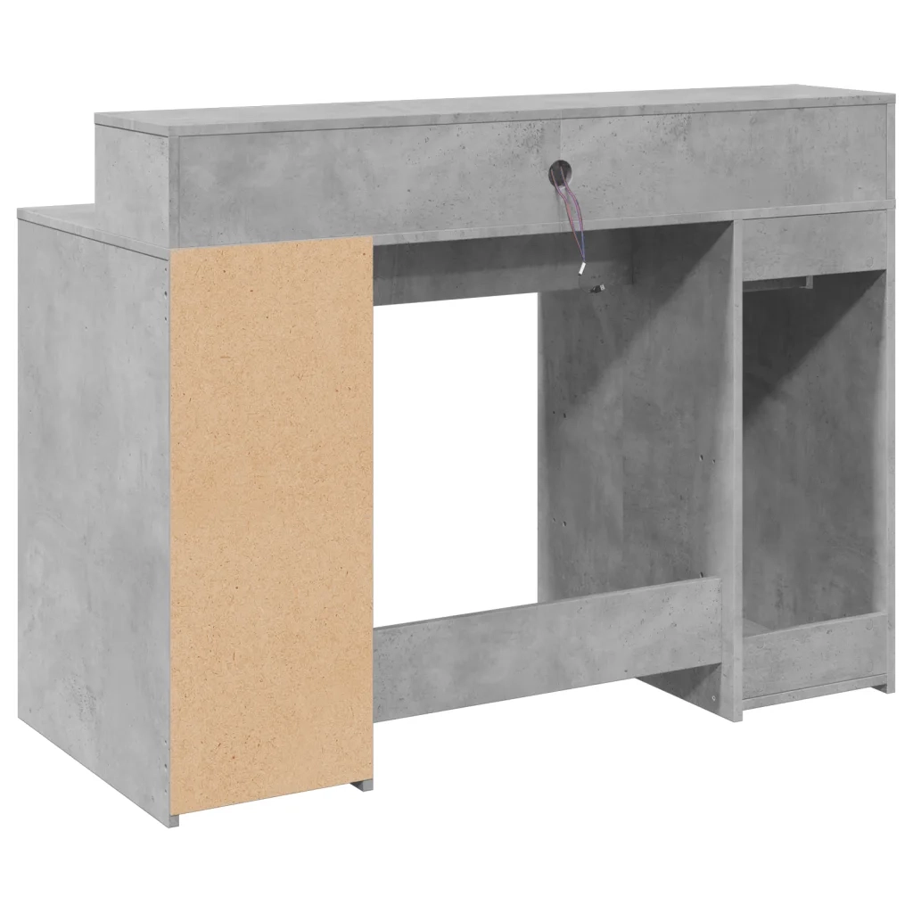 Scrivania con Luci LED Grigio Cemento 120x55x91 cm Multistrato