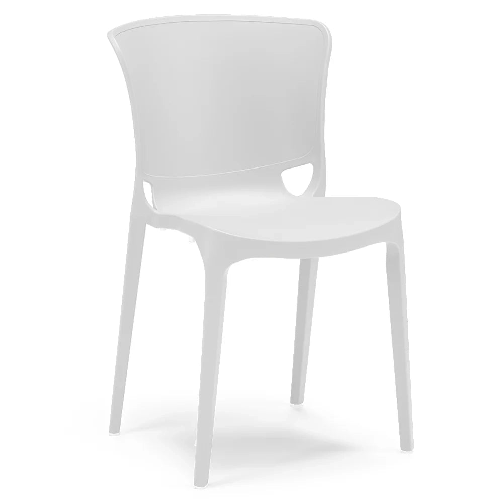 Set 4 sedie in polipropilene JUMBO, 100% MADE IN ITALY, impilabile, resistente ai raggi UV, design moderno, ideale per sala da pranzo, cucina, sala d’attesa, bar, ristoranti o giardino, colore Bianco