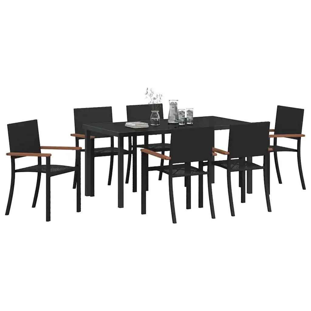 Set da Pranzo per Giardino 7 pcs Nero 3379419