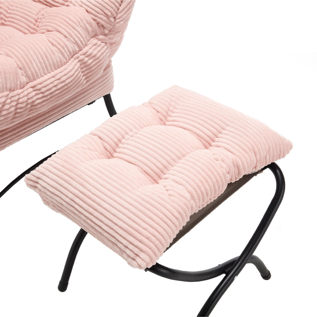 POLTRONA con poggiapiedi 70x64x95 cm in acciaio rosa