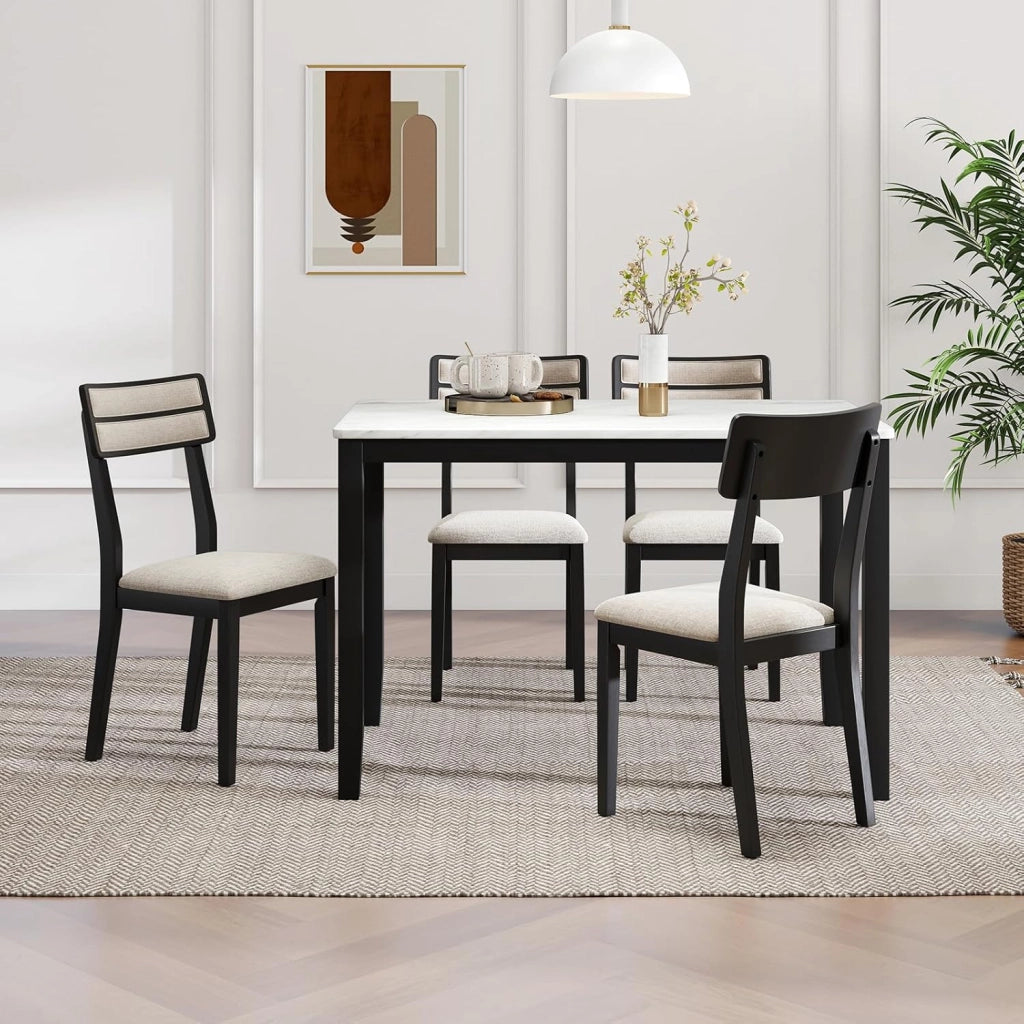 Set di 2 sedie per sala da pranzo, sedia da cucina moderna senza braccioli con seduta e schienale alto imbottiti, pattini antiscivolo, per cucina, sala da pranzo, soggiorno (nero)