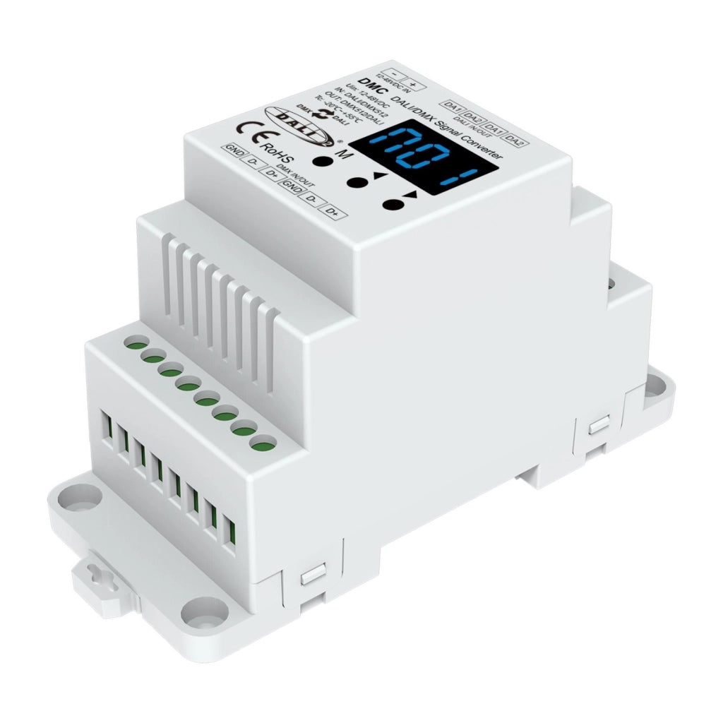 Convertitore Segnale DALI DMX512 Bidirezionale, Gateway da Guida DIN, Display Digitale, 12V 24V 36V 48V, DALI-2
