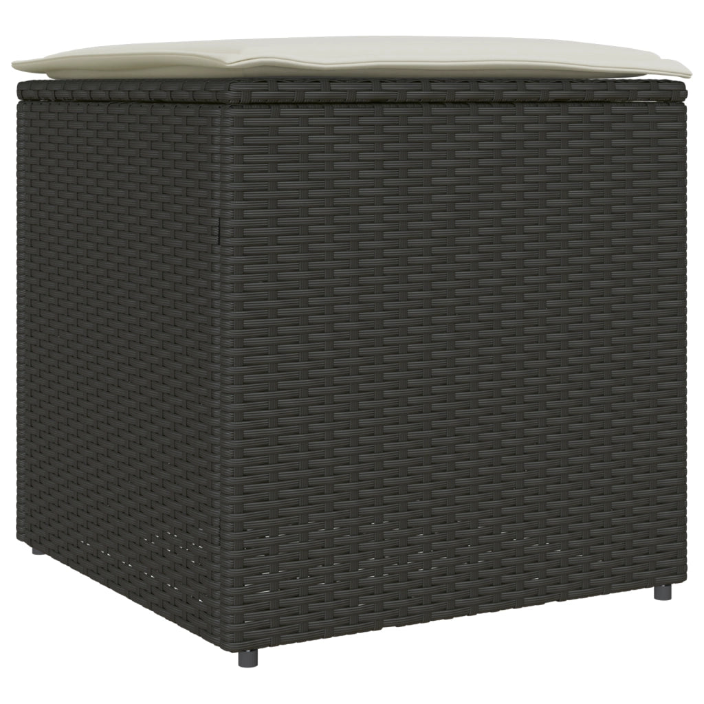 Scatola di Stoccaggio per Esterni Nero e Panna Rattan, Poliestere