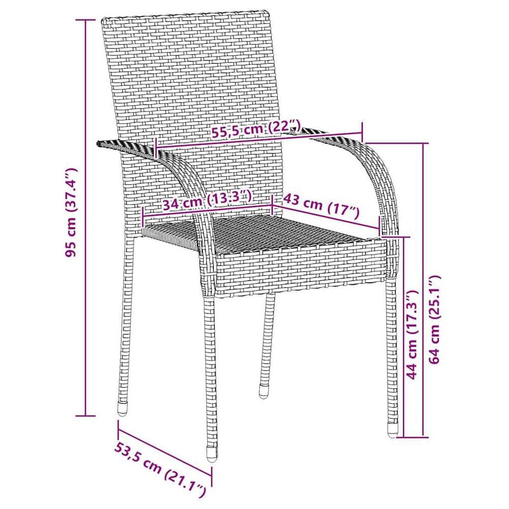 Stackable Garden Chairs, 6 Pieces, Poly Rattan, Black